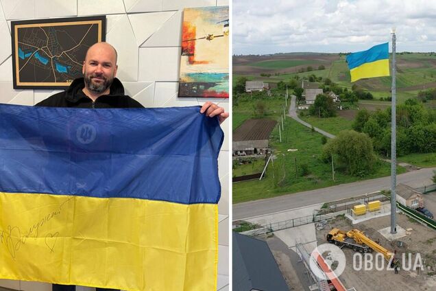 В Хмельницкой области установили флаг на вышке мобильной связи, которая должна была быть на Востоке Украины. Фото