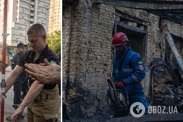 У Києві на місці російського удару розібрали будівельні конструкції. Фото